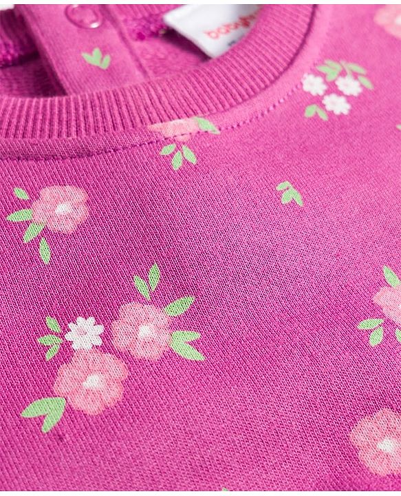 Babyhug Cotton Knit Full Sleeves Sweatshirts With Floral & Deer Print Pack of 2 - Purple & Teal Blue