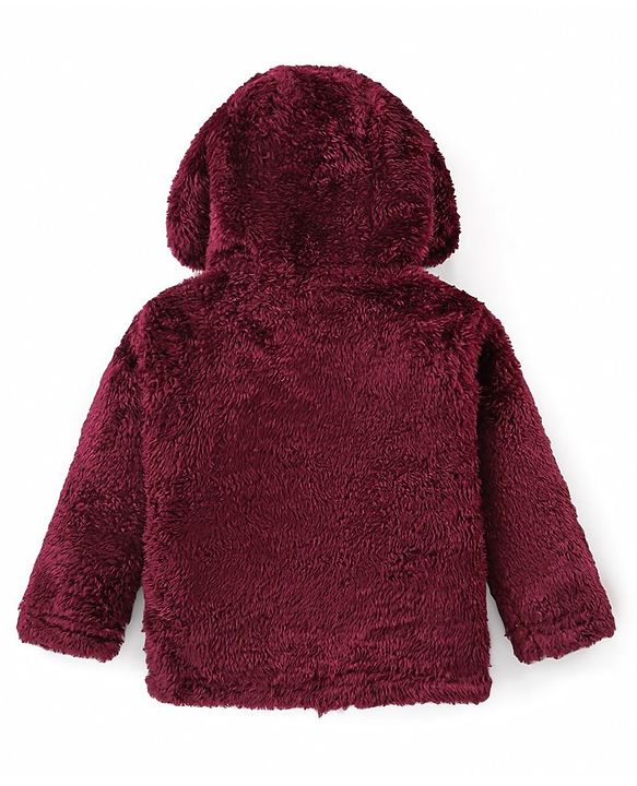 Babyhug Woven Full Sleeves Hooded Winter Jacket with Teddy Embroidery - Sky Blue