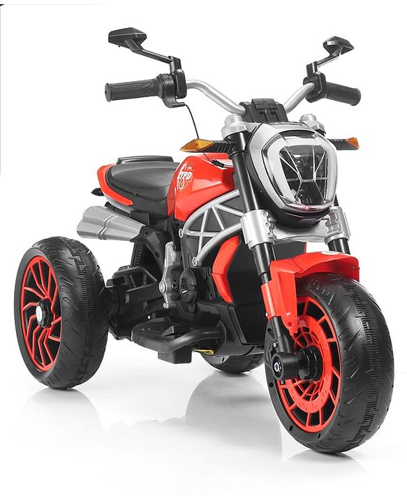 Babyhug Super Harley Kids Three Wheel Battery Operated Ride on Bike With Music & Lights - Red
