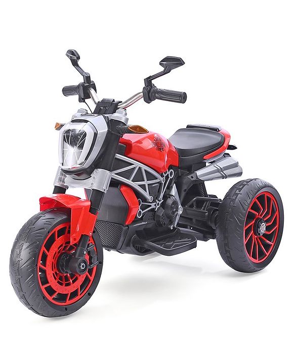 Babyhug Super Harley Kids Three Wheel Battery Operated Ride on Bike With Music & Lights - Red