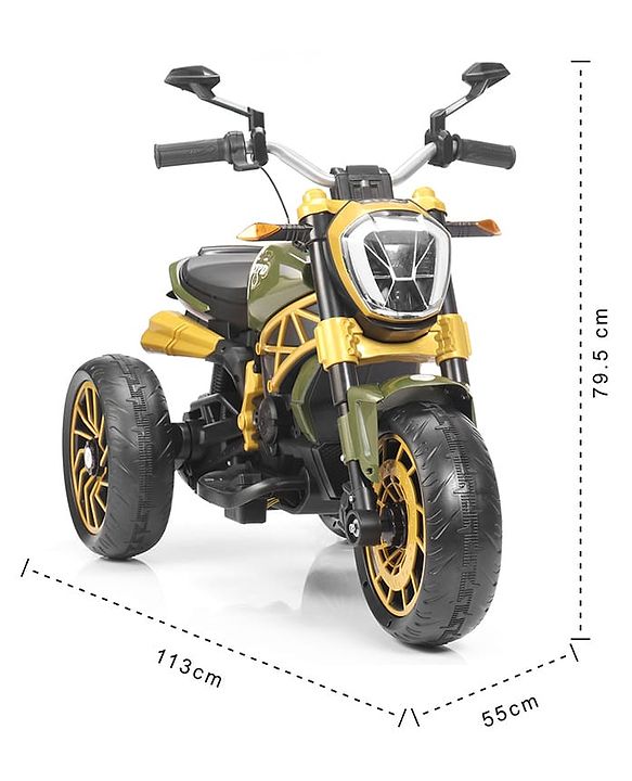 Babyhug Super Harley Kids Three Wheel Battery Operated Ride on Bike With Music & Lights - Golden