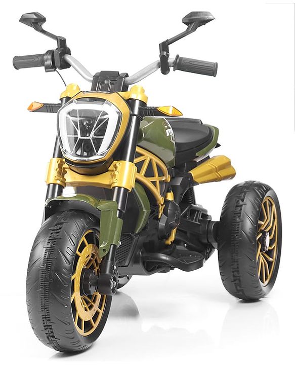 Babyhug Super Harley Kids Three Wheel Battery Operated Ride on Bike With Music & Lights - Golden