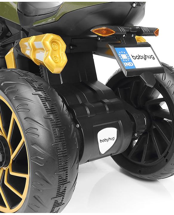 Babyhug Super Harley Kids Three Wheel Battery Operated Ride on Bike With Music & Lights - Golden