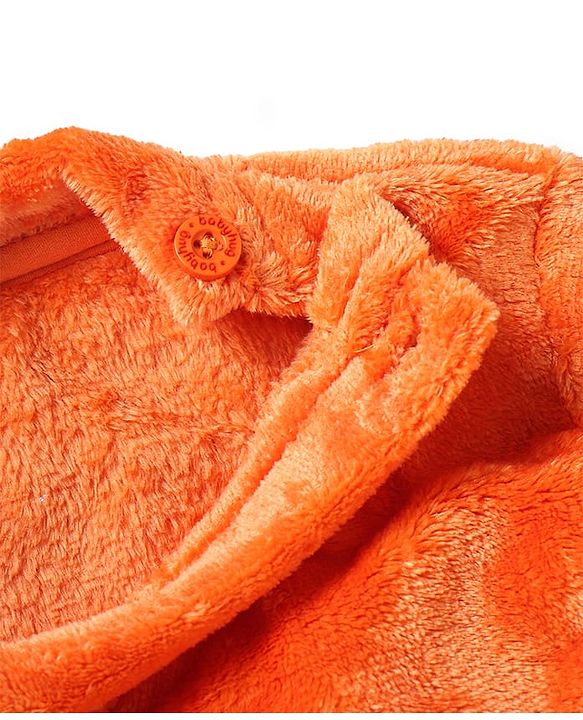 Babyhug Fur Woven Full Sleeves Winter Wear Suit With Bear Design - Orange