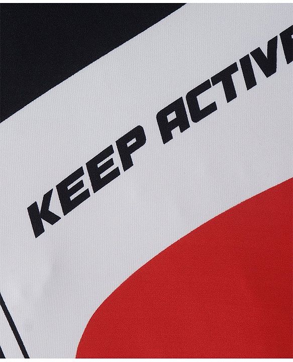 Pine Active Knit Half Sleeves T-Shirt With Colour Block & Text Print - Multi Colour