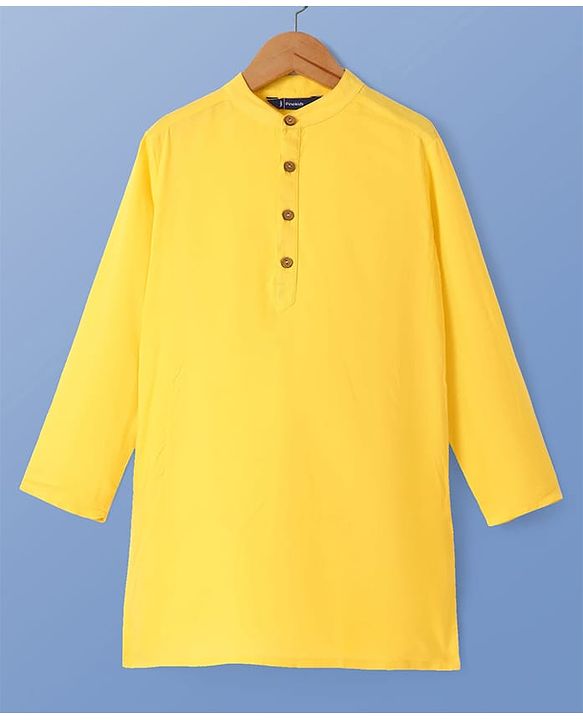 Pine Kids Viscose Woven Full Sleeves Solid Kurta Pyjama Set with Floral Printed Jacket - Yellow