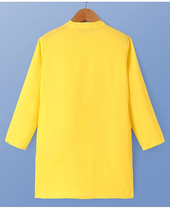 Pine Kids Viscose Woven Full Sleeves Solid Kurta Pyjama Set with Floral Printed Jacket - Yellow
