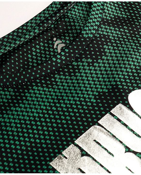 Pine Active Knitted Half Sleeves T-Shirt With Text & Camouflage Print - Dark Green