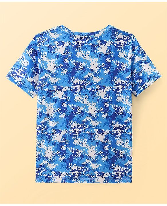 Pine Active Half Sleeves Pixel Printed T-shirt - Blue
