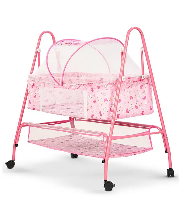 BAYBEE Breezy Baby Swing Cradle for Baby Jhula Palna for New Born Babies Baby Bedding Set with Mosquito Net Storage Basket Baby Sleeping Swing Cradle Pink Online in India Buy