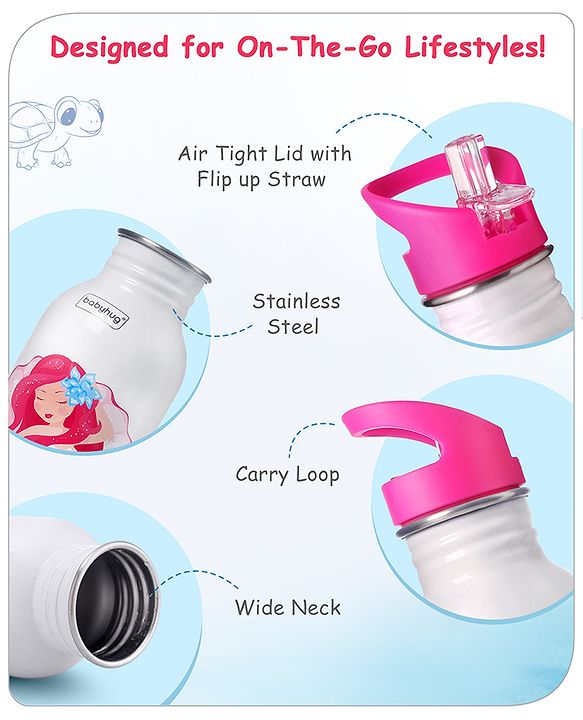 Babyhug Unicorn Theme Stainless Steel Color Changing Magic Bottle Pink |Leak Resistant|BPA Free|Rust Proof|600 ml