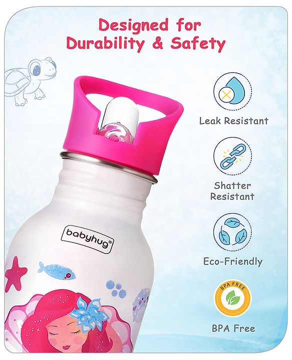 Babyhug Unicorn Theme Stainless Steel Color Changing Magic Bottle Pink |Leak Resistant|BPA Free|Rust Proof|600 ml