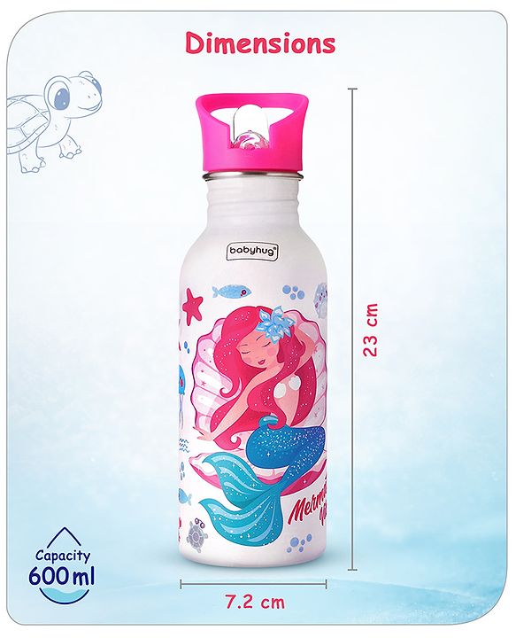 Babyhug Unicorn Theme Stainless Steel Color Changing Magic Bottle Pink |Leak Resistant|BPA Free|Rust Proof|600 ml