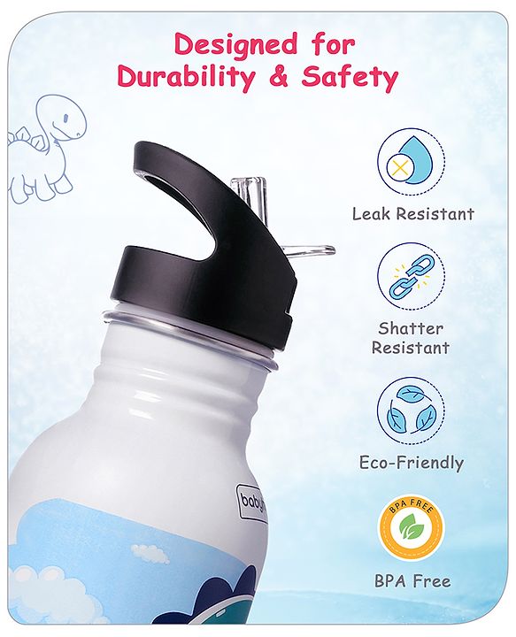 Babyhug Panda Theme Stainless Steel Color Changing Magic Bottle White|Leak Resistant|BPA Free|Rust Proof|600 ml