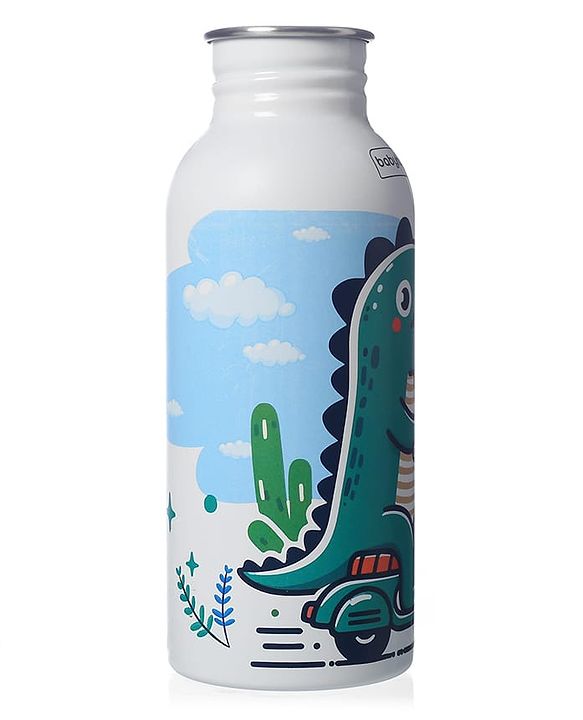 Babyhug Panda Theme Stainless Steel Color Changing Magic Bottle White|Leak Resistant|BPA Free|Rust Proof|600 ml