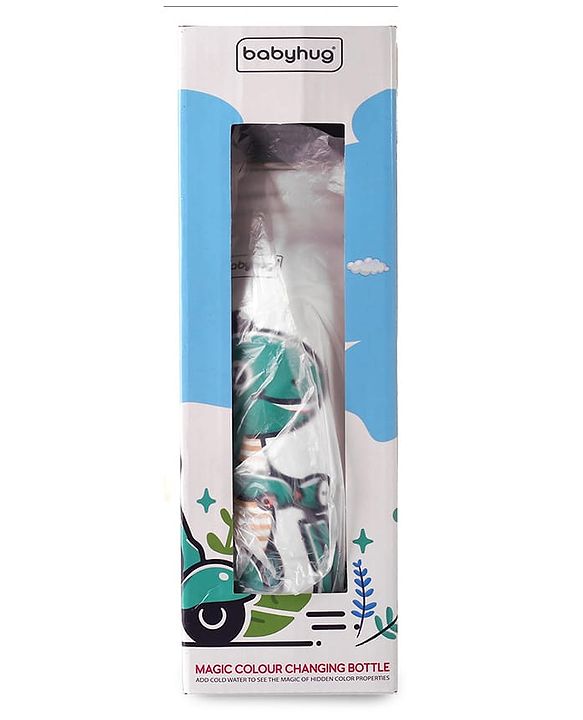 Babyhug Panda Theme Stainless Steel Color Changing Magic Bottle White|Leak Resistant|BPA Free|Rust Proof|600 ml