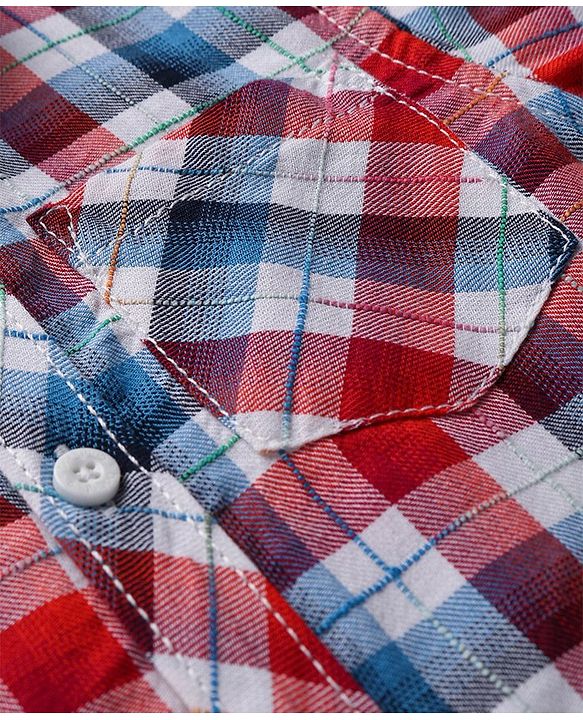 Babyhug Cotton Woven Full Sleeves Checks Shirt - Red White & Blue