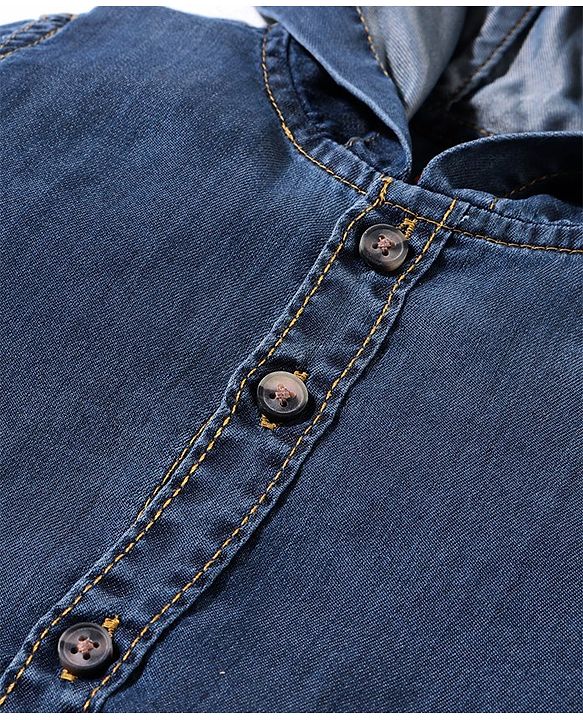 Babyhug Cotton Woven Full Sleeves Washed Hooded Denim Shirt - Blue