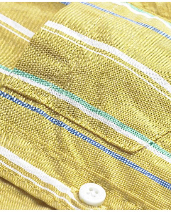 Babyhug Cotton Woven Full Sleeves Mandarin Collar Striped Kurta Shirt -Light Yellow