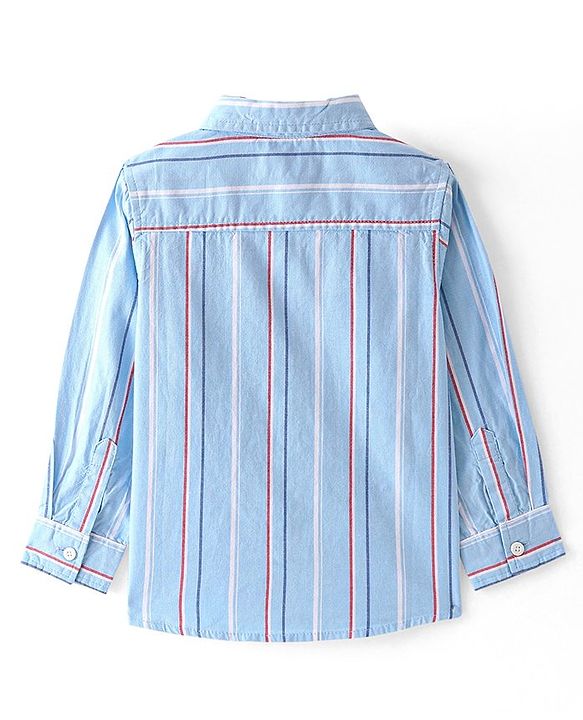 Babyhug Cotton Woven Full Sleeves Striped Shirt - Blue