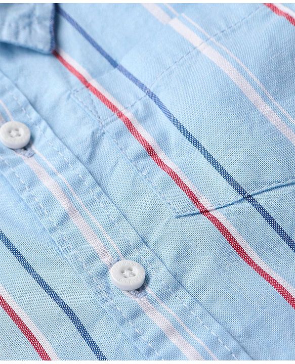 Babyhug Cotton Woven Full Sleeves Striped Shirt - Blue