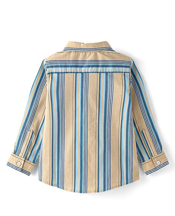 Babyhug Cotton Woven Full Sleeves Striped Shirt - Beige