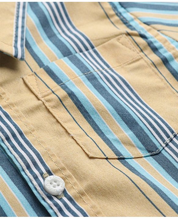 Babyhug Cotton Woven Full Sleeves Striped Shirt - Beige
