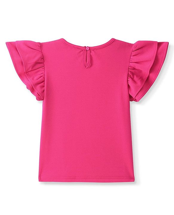 Pine Kids Woven Half Sleeves Solid Top - Magenta