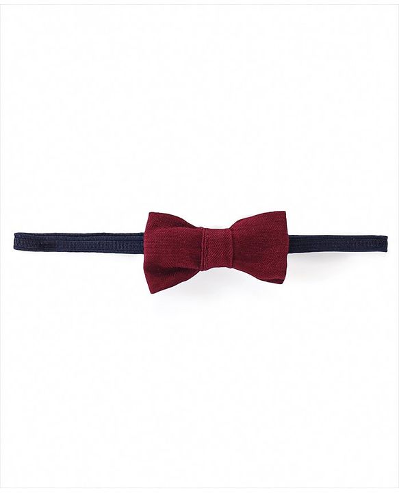 Babyhug Cotton Woven Full Sleeves Shirt with Stripes & Bow Applique - Red & Navy Blue