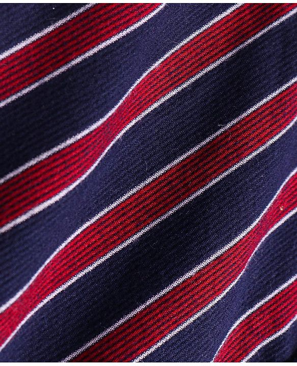 Babyhug Cotton Woven Full Sleeves Shirt with Stripes & Bow Applique - Red & Navy Blue