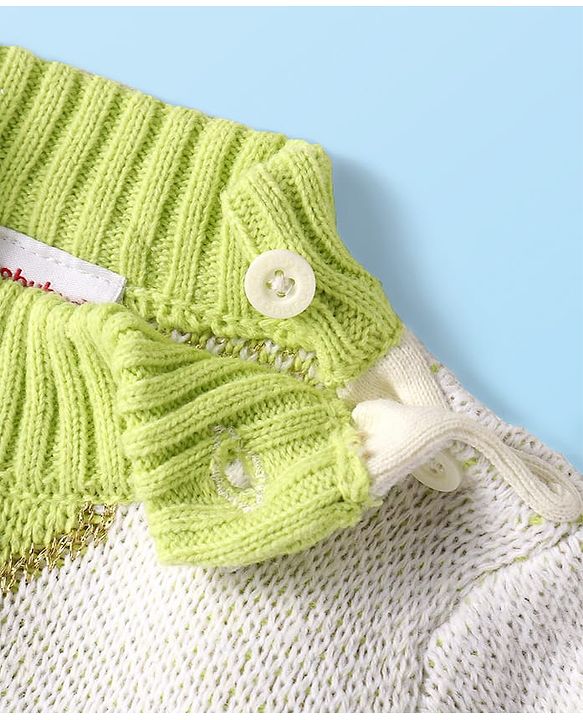 Babyhug Knitted Full Sleeves Pullover Sweater With Heart Design - Off White