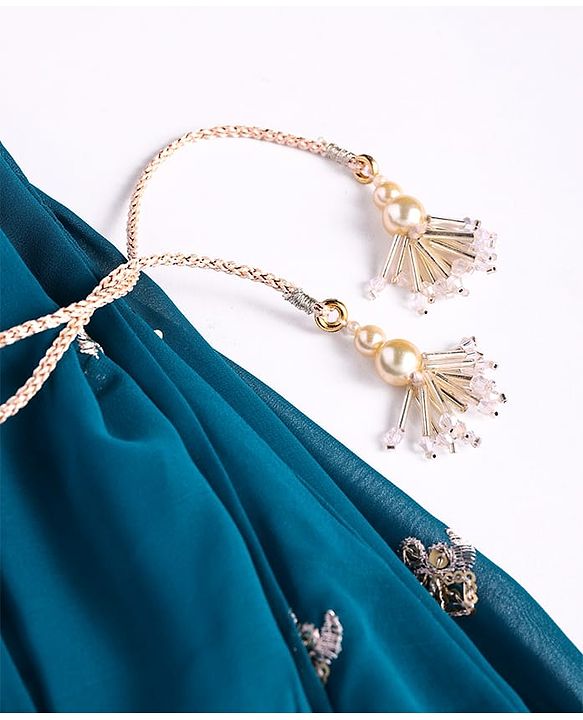 Babyhug Singlet Sleeves Abla  Embroidered Choli With Lehenga and Dupatta Set - Teal Blue