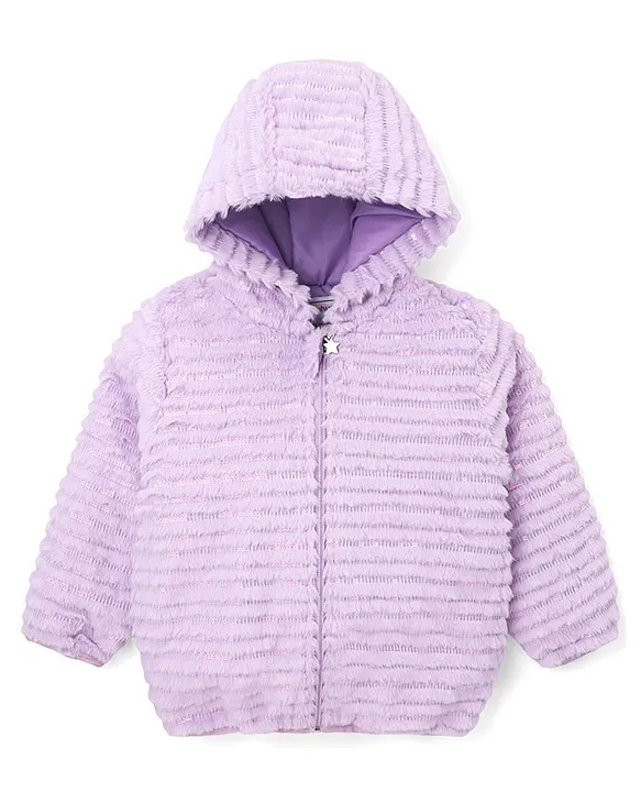 Buy Babyhug Woven Full Sleeves Hooded Fur Winter Jacket with Solid Colour Purple for Girls 3 4 Years Online in India Shop at FirstCry 18588660