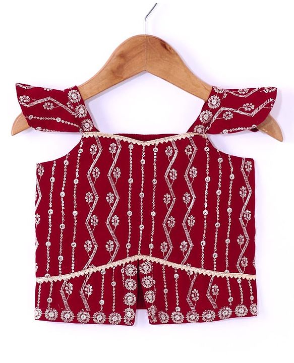 Babyhug Georgette  Woven Sleeveless Sequined Embroidered Choli Lehenga Set with Dupatta  - Maroon