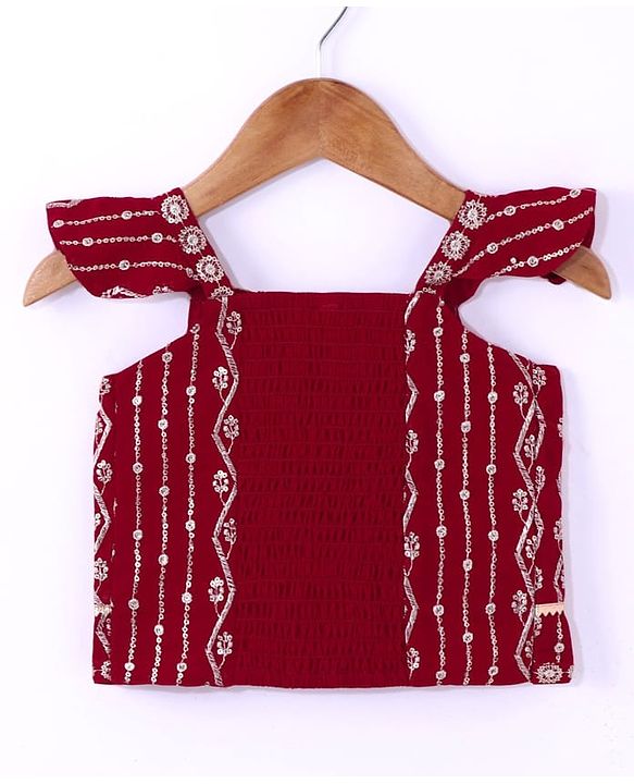 Babyhug Georgette  Woven Sleeveless Sequined Embroidered Choli Lehenga Set with Dupatta  - Maroon