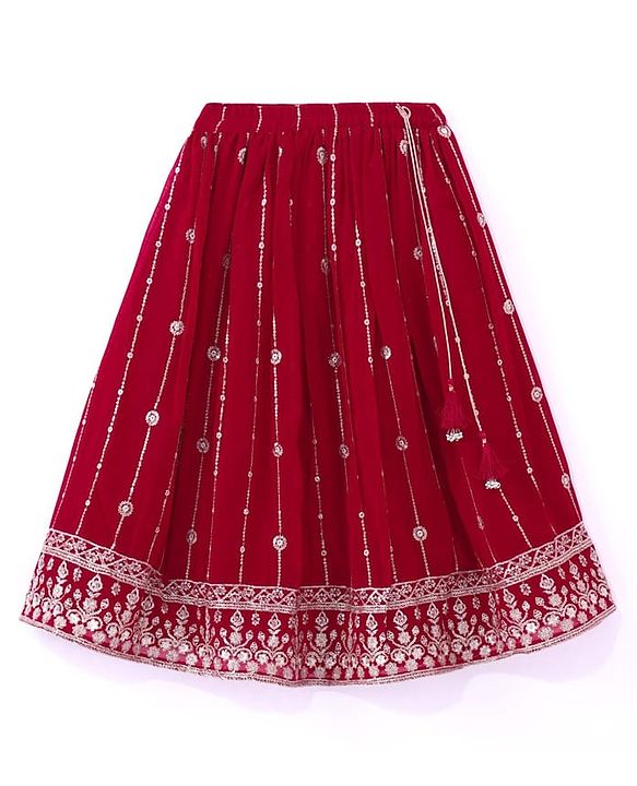 Babyhug Georgette  Woven Sleeveless Sequined Embroidered Choli Lehenga Set with Dupatta  - Maroon