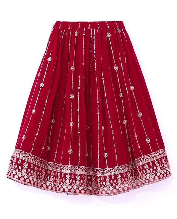 Babyhug Georgette  Woven Sleeveless Sequined Embroidered Choli Lehenga Set with Dupatta  - Maroon
