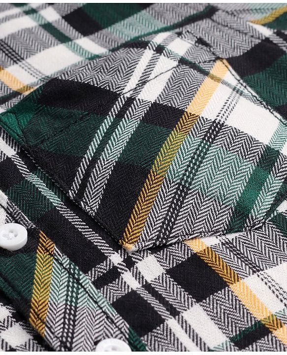 Babyhug Cotton Woven Full Sleeves Checkered Shirt - Green