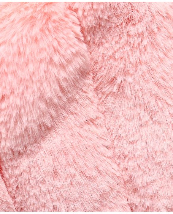 Babyhug Woven Full Sleeves Solid Colour Fur Winter Jacket - Pink