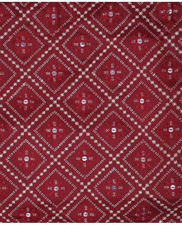 Pine Kids Woven Full Sleeves Sequinned Kurta Pyjama Set - Maroon