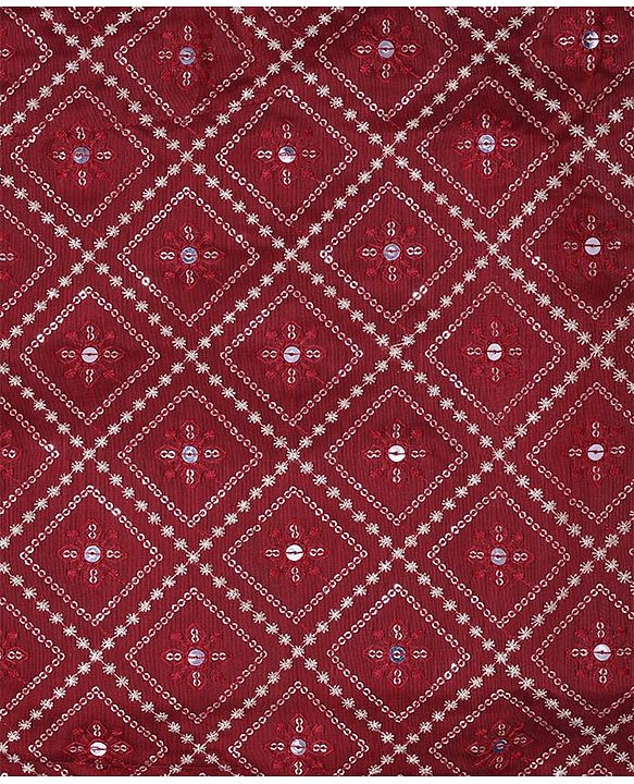 Pine Kids Woven Full Sleeves Sequinned Kurta Pyjama Set - Maroon