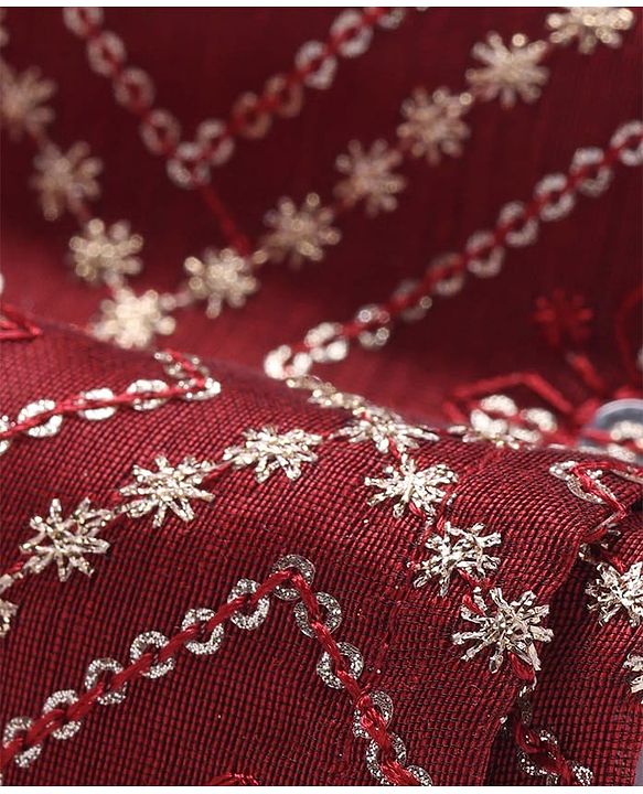 Pine Kids Woven Full Sleeves Sequinned Kurta Pyjama Set - Maroon