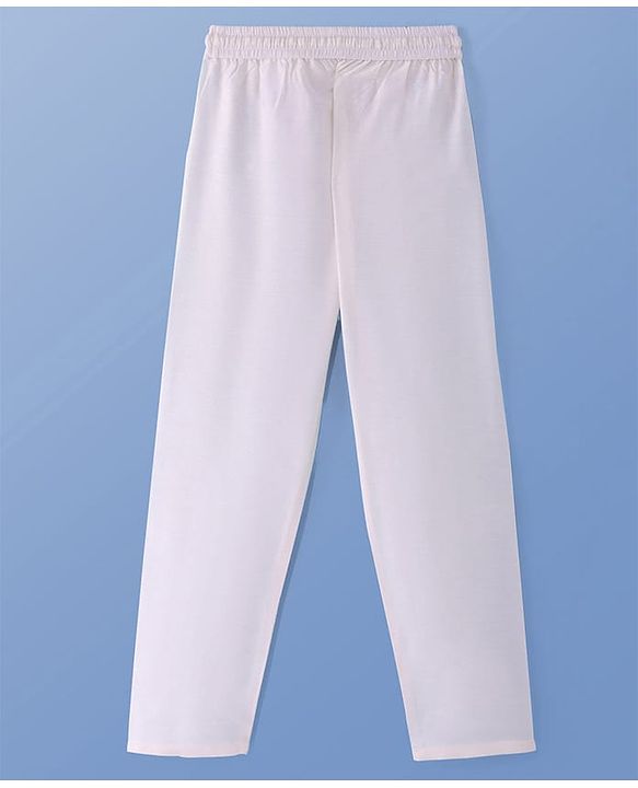 Pine KIds Woven Full Sleeves Kurta Pyjama Set with Sequin Embroidery - White