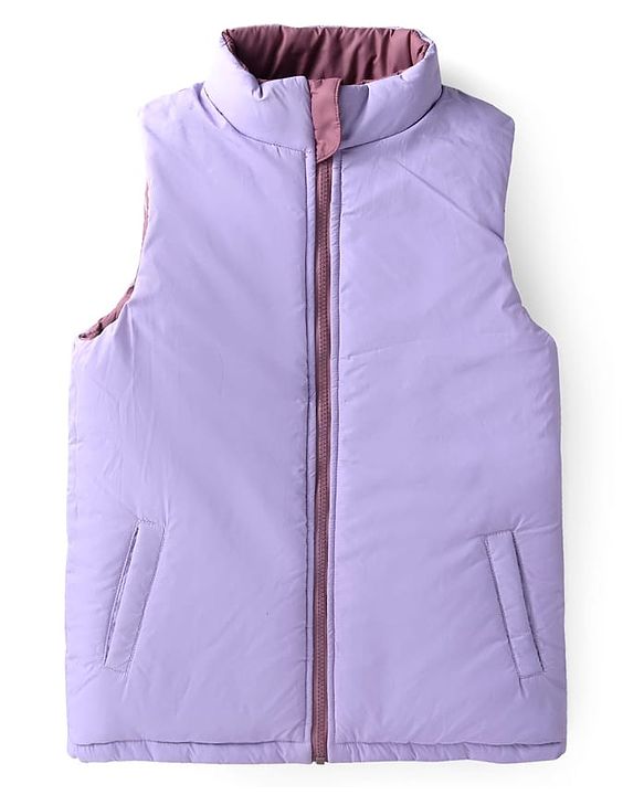 Pine Kids Woven Sleeveless Reversible Padded Jacket with solid colour   - Plum
