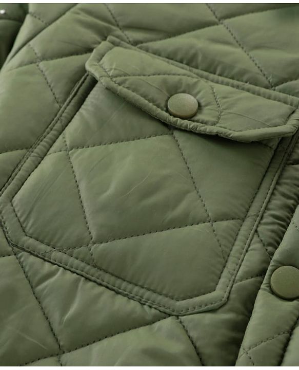 Pine Kids Woven Full Sleeves Collar Neck Padded Quilted Jacket With Solid Colour - Olive Green