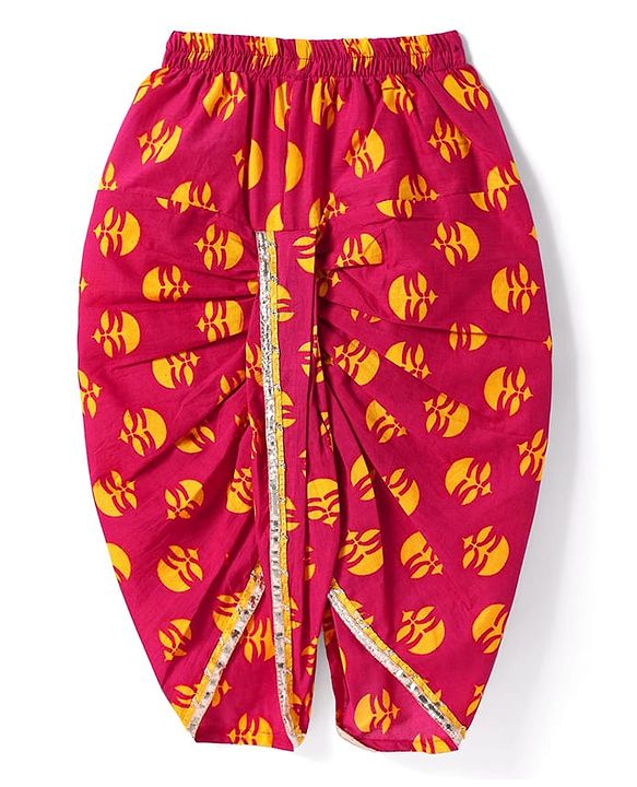Babyhug Cotton Woven Full Sleeves Cambric Dhoti Kurta Set Leheriya Print - Orange & Yellow