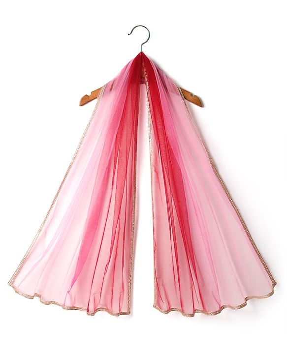 Babyhug Woven Sleeveless Choli Lehenga & Dupatta Set With Floral Embriodery & Lace Detailing - Pink