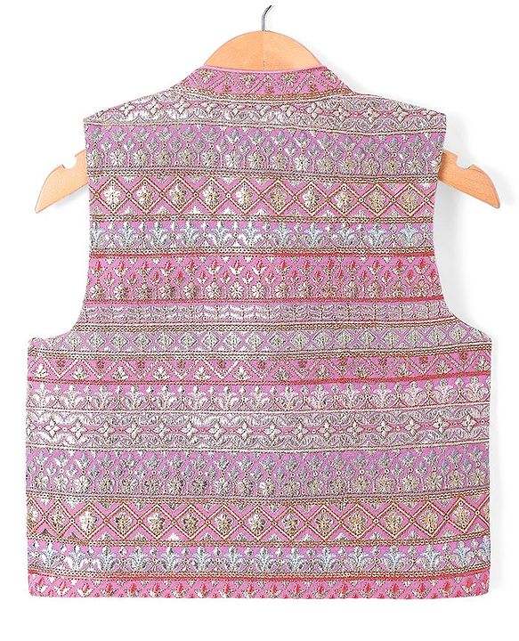 Babyhug Woven Full Sleeves Solid Colour Kurta Pyjama Set with Floral Embroidered Nehru Jacket - Beige