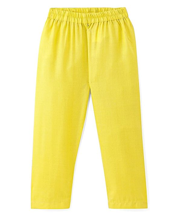 Babyhug Cotton Woven Full Sleeves Solid Kurta Pyjama Set with Printed Jacket - Yellow