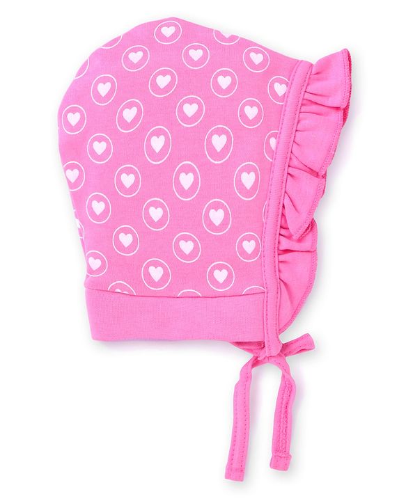 Babyhug 100% Cotton Bonnet Bonnet Caps With Hearts & Polka Dots Print Pack Of 2 - Light Green & Pink
